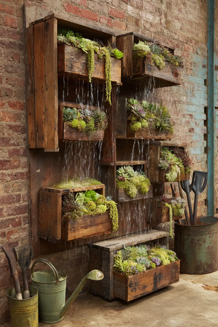 Wooden Crate Wall Fountain