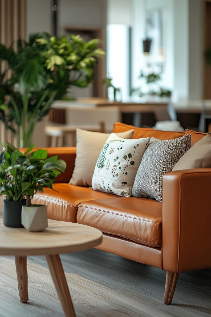 9. Add Warmth to Your Living Room with a Bold Orange Sofa