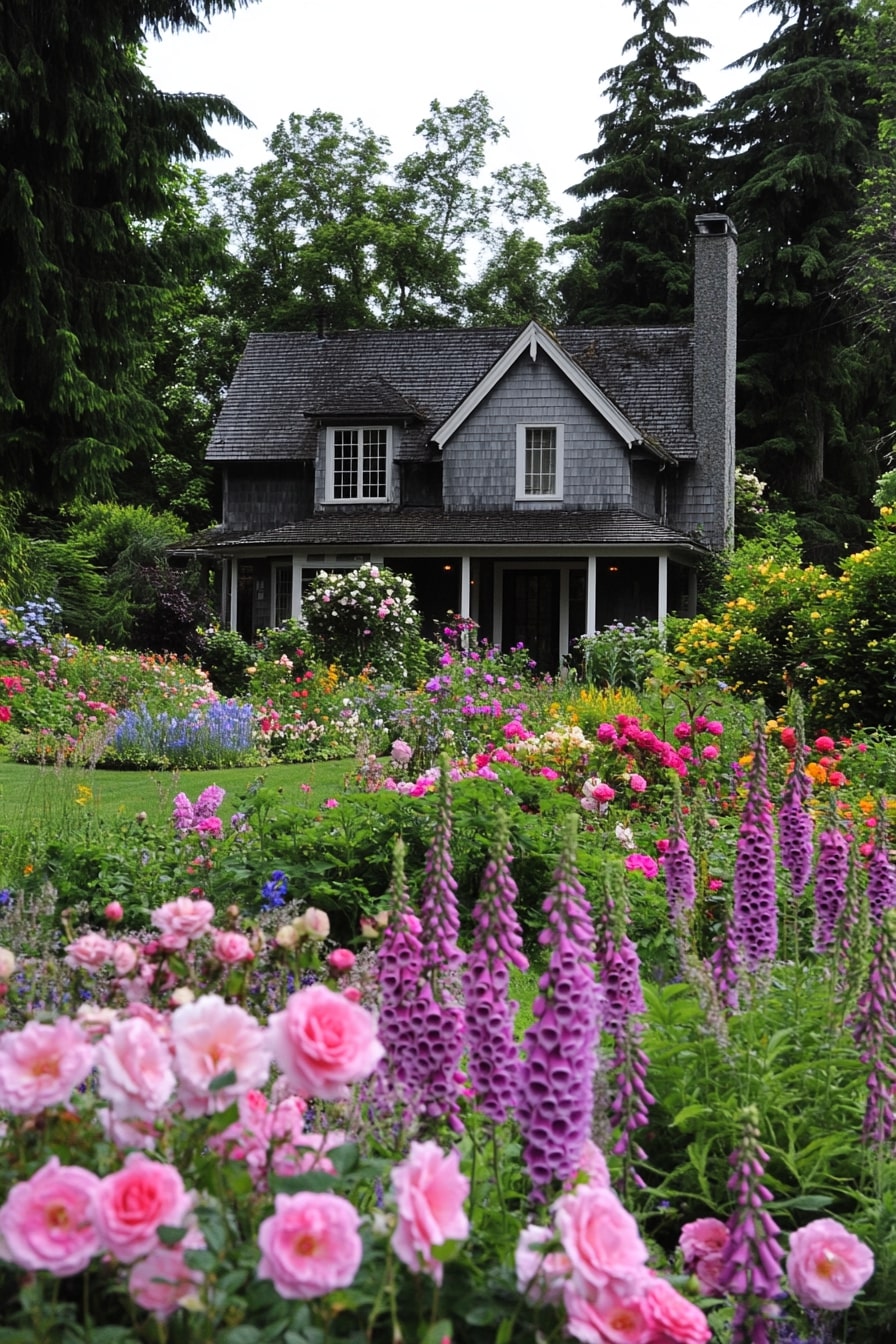 Romantic Cottage Garden Bursting with Perennials