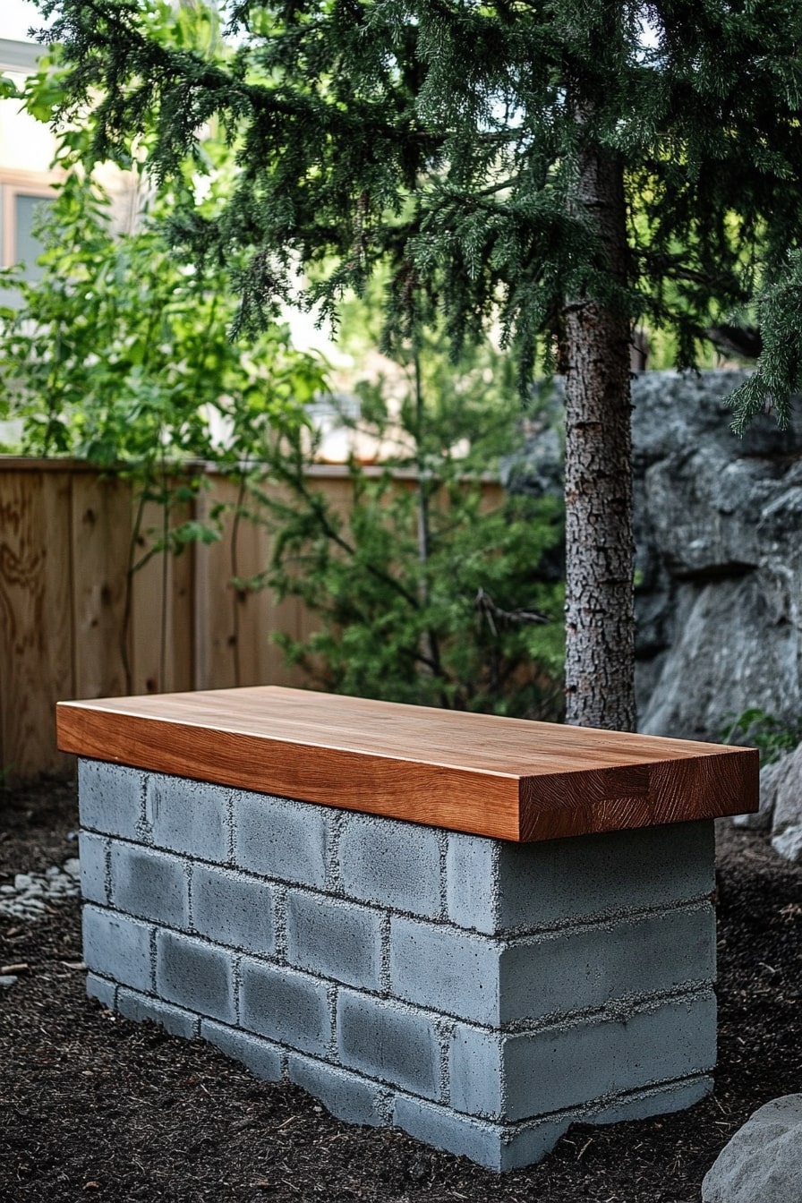Cinder Block Planter Bench