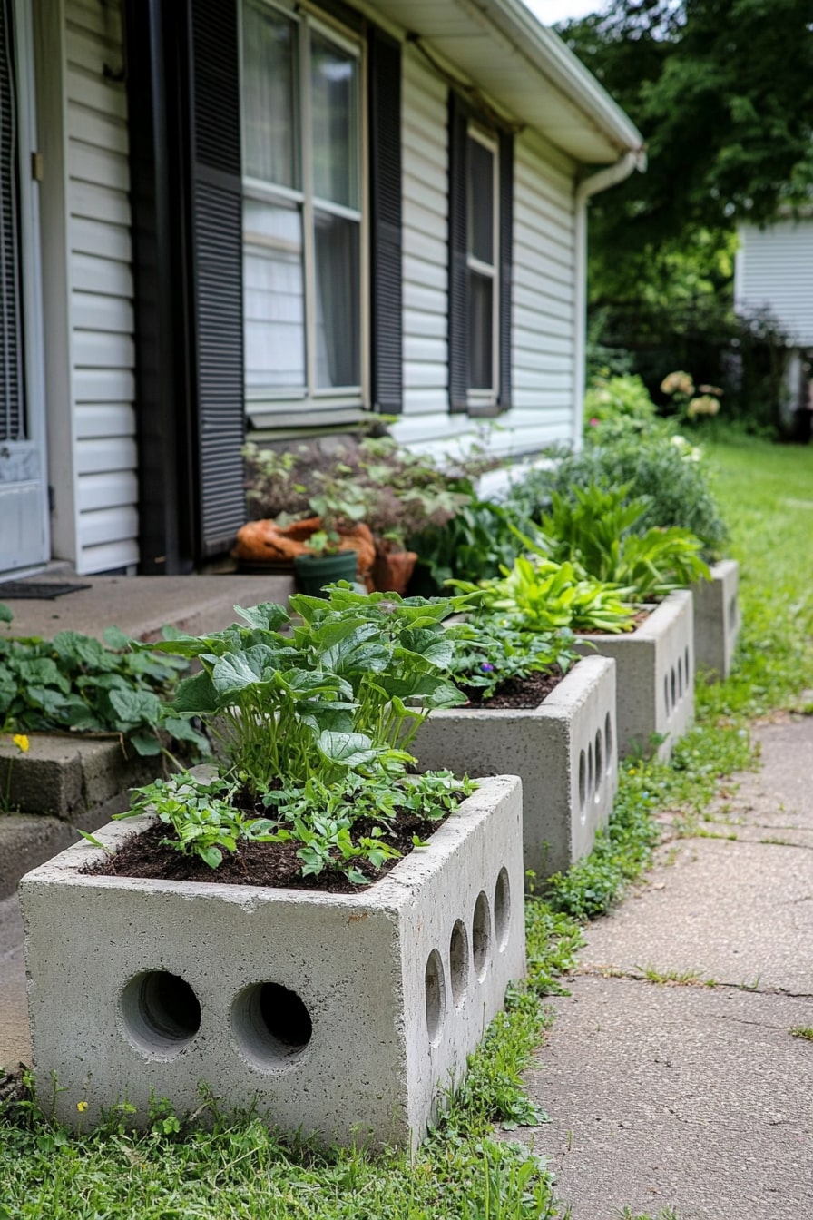 Concrete Block Planter Wall
