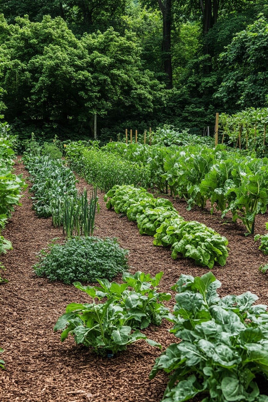Lush Kitchen Garden with Layered Greens