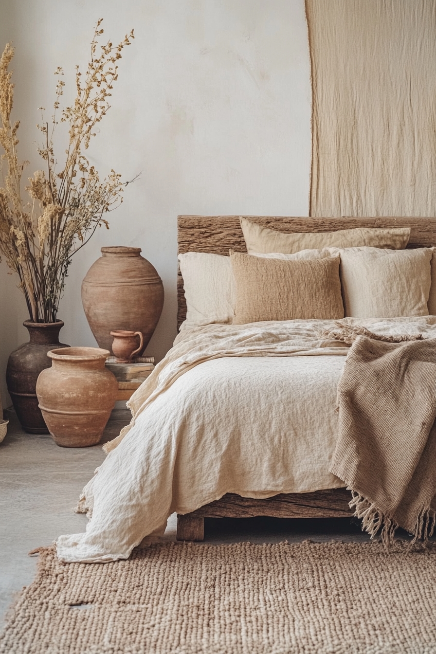 19. Create a Serene Rustic Escape with Neutral Textures