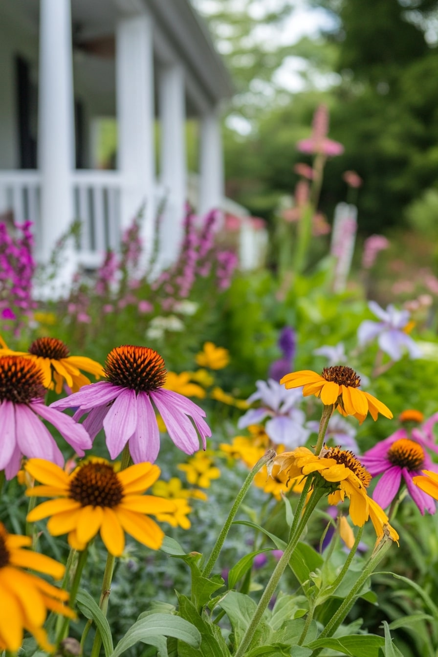 Cottage-Style Wildflower Border by the Porch