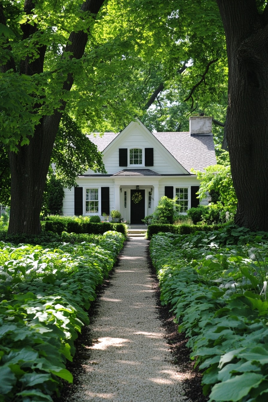 Elegant Shade Garden with Lush Green Borders