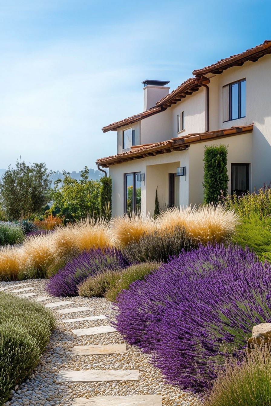 Xeriscape Garden with Lavender and Ornamental Grass