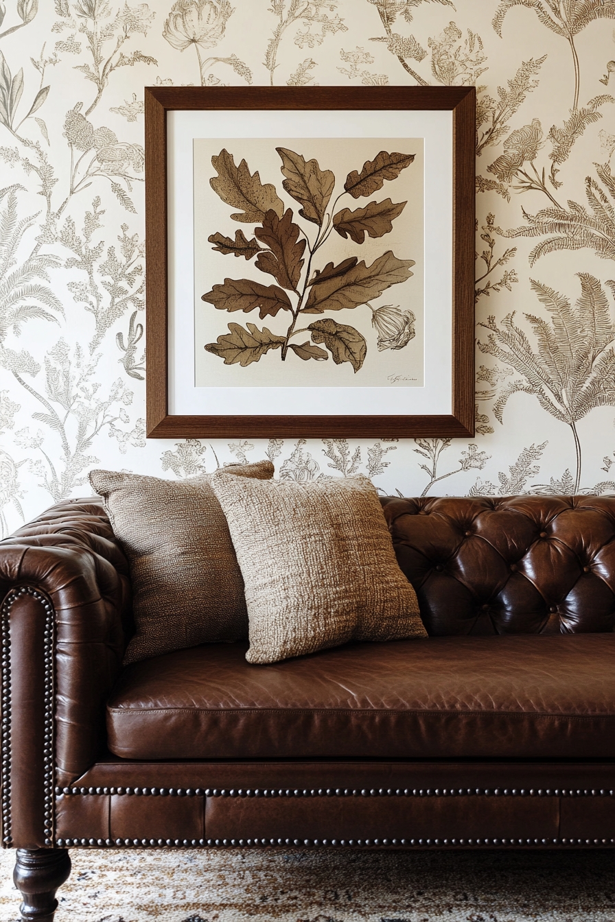 11. Brighten Your Living Room with a Brown Sofa and Vibrant Blue Accents