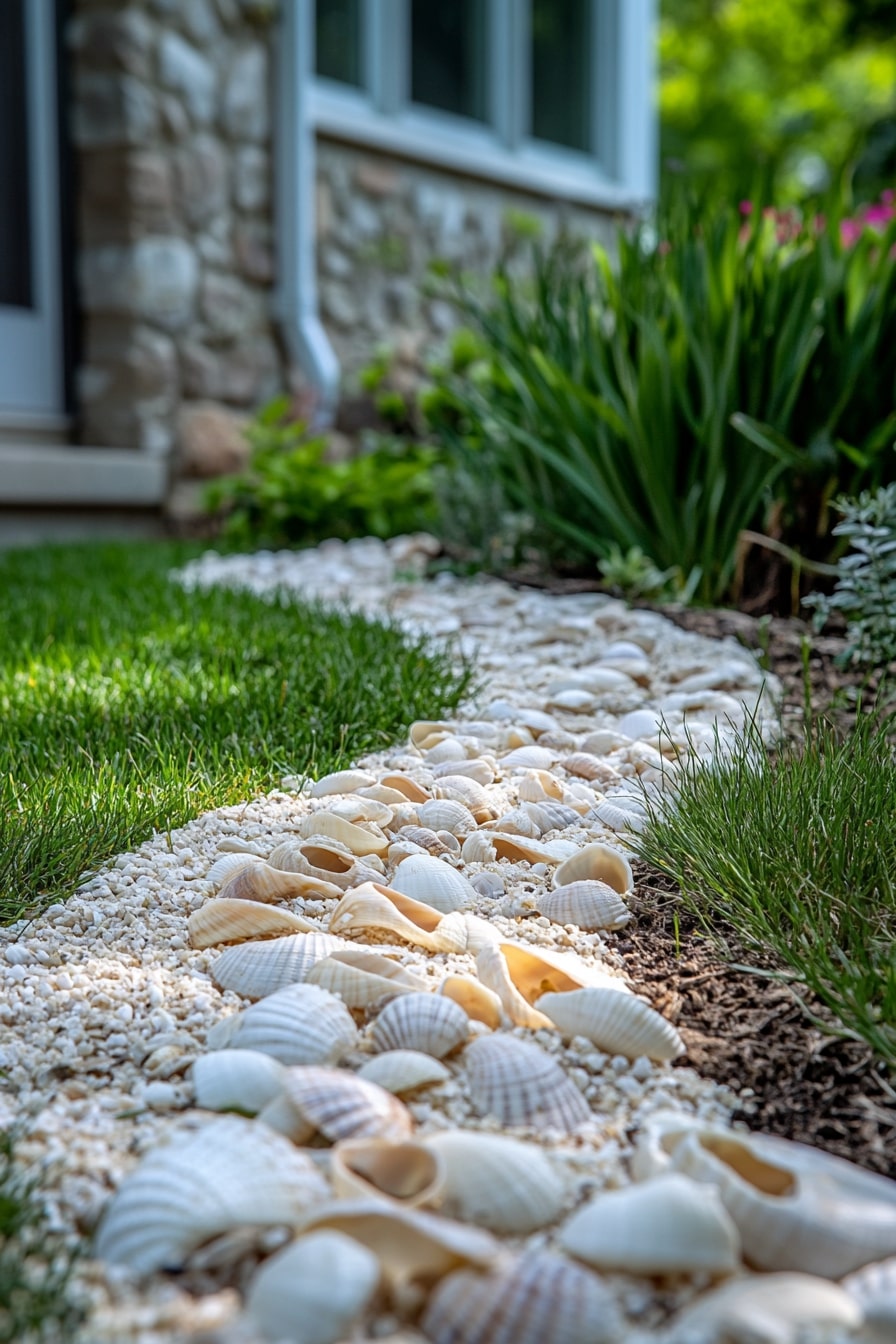 Seashell Garden Edging for a Coastal Touch