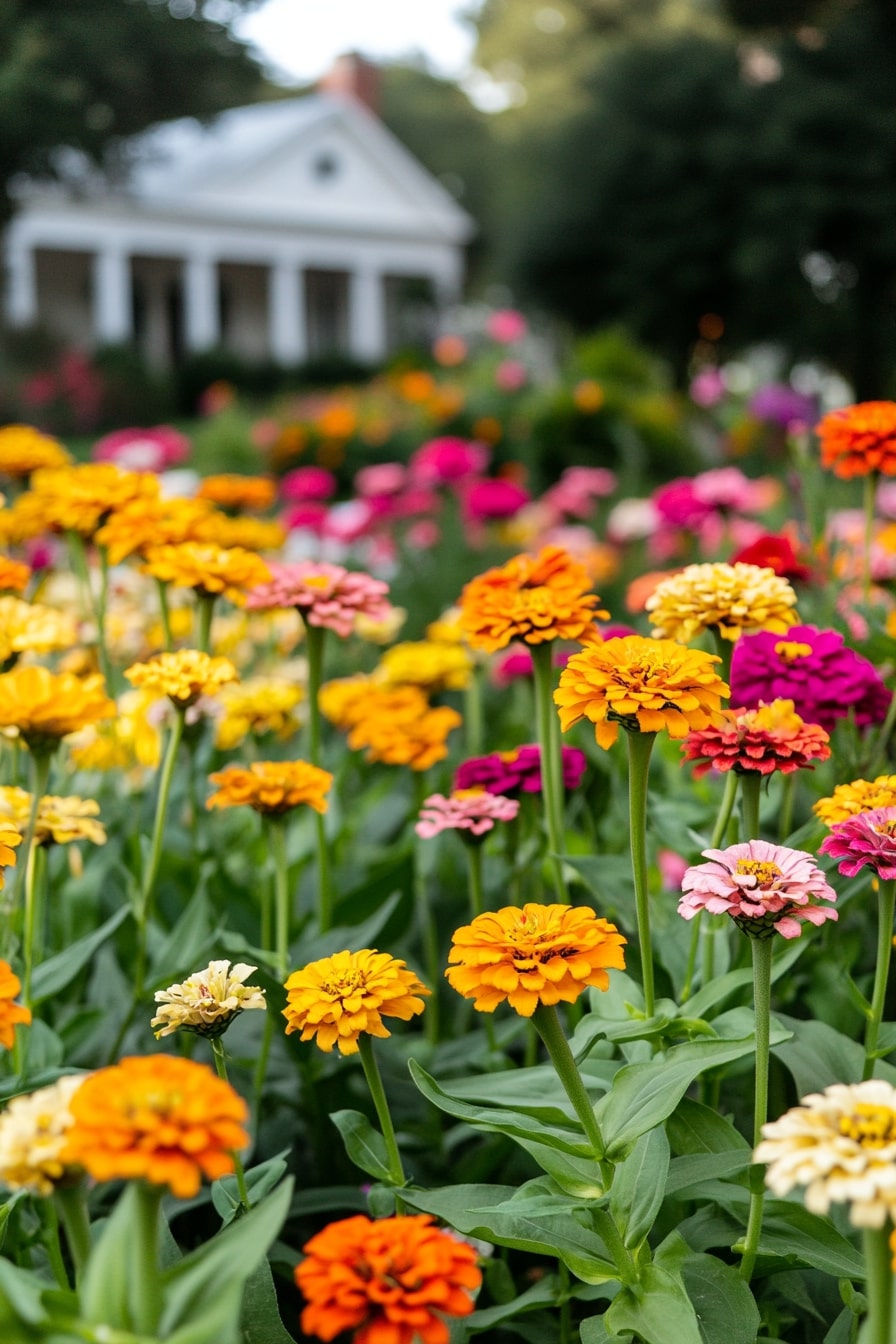 Cutting Garden Full of Zinnias in Bloom