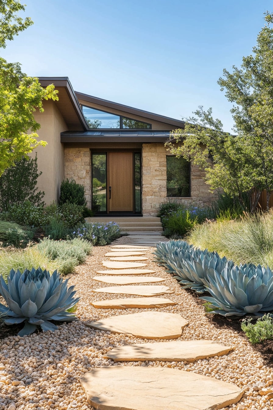 Stone Slab Path with Desert Garden Edging