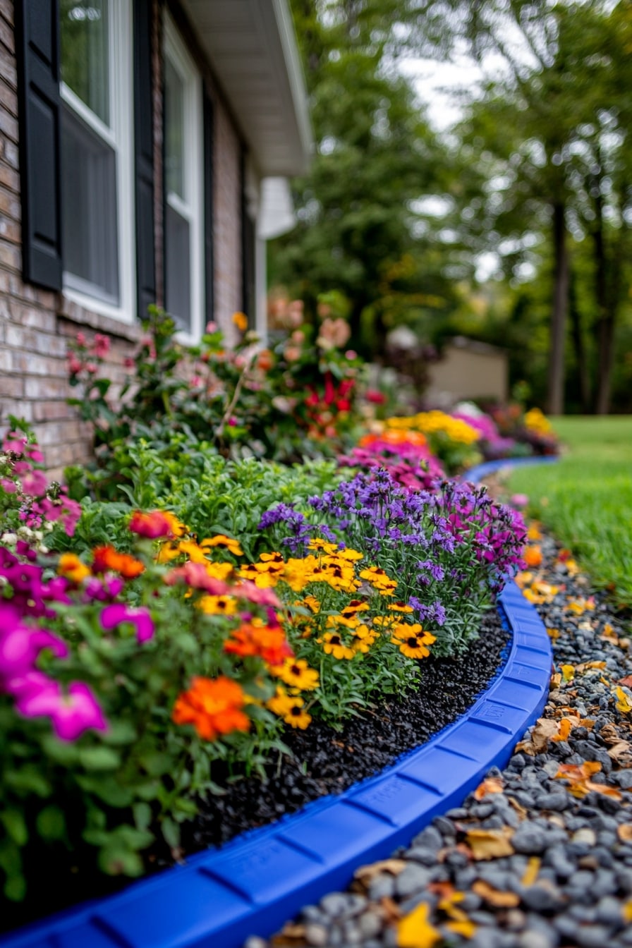 Bold Blue Edging with Pebble Contrast