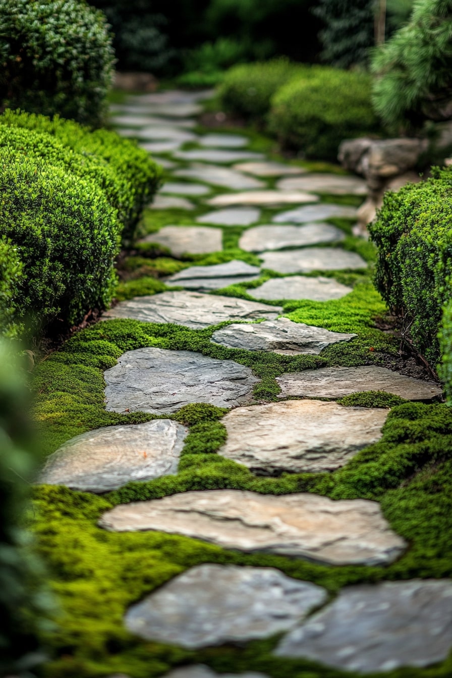 Natural Mossy Stone Path