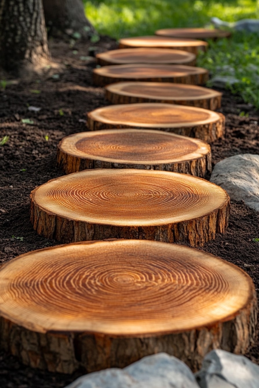 Tree Slice Pathway for a Forest-Inspired Garden