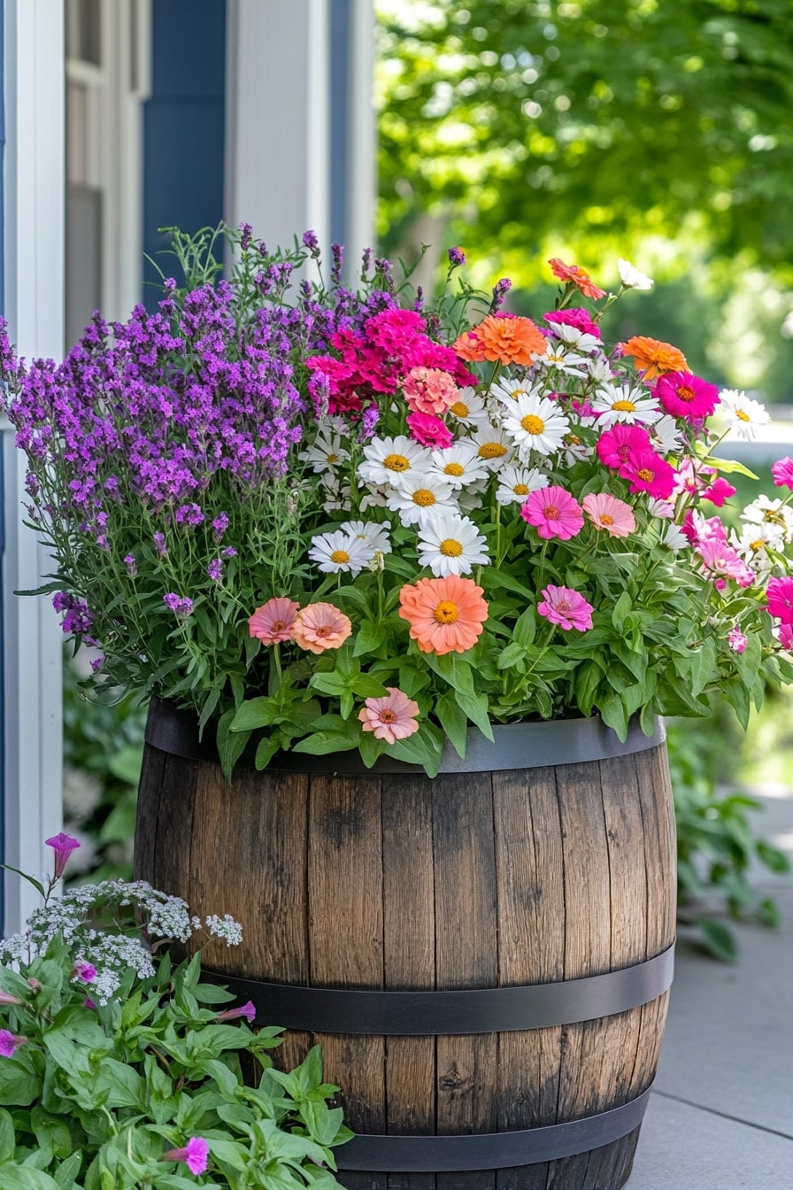 Rustic Wine Barrel Blooms