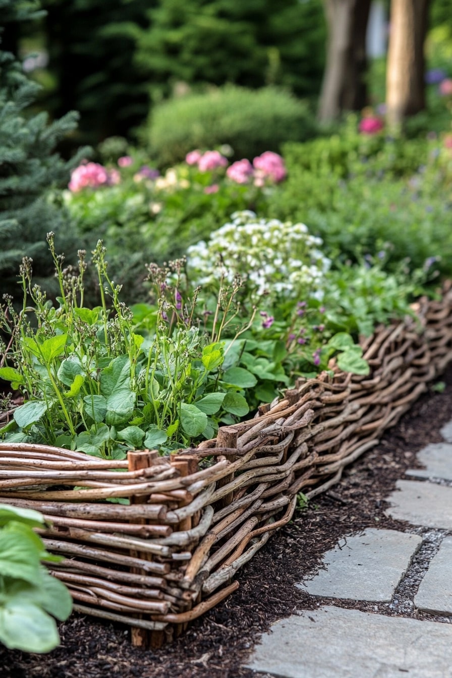 Woven Branch Edging for a Woodland Feel