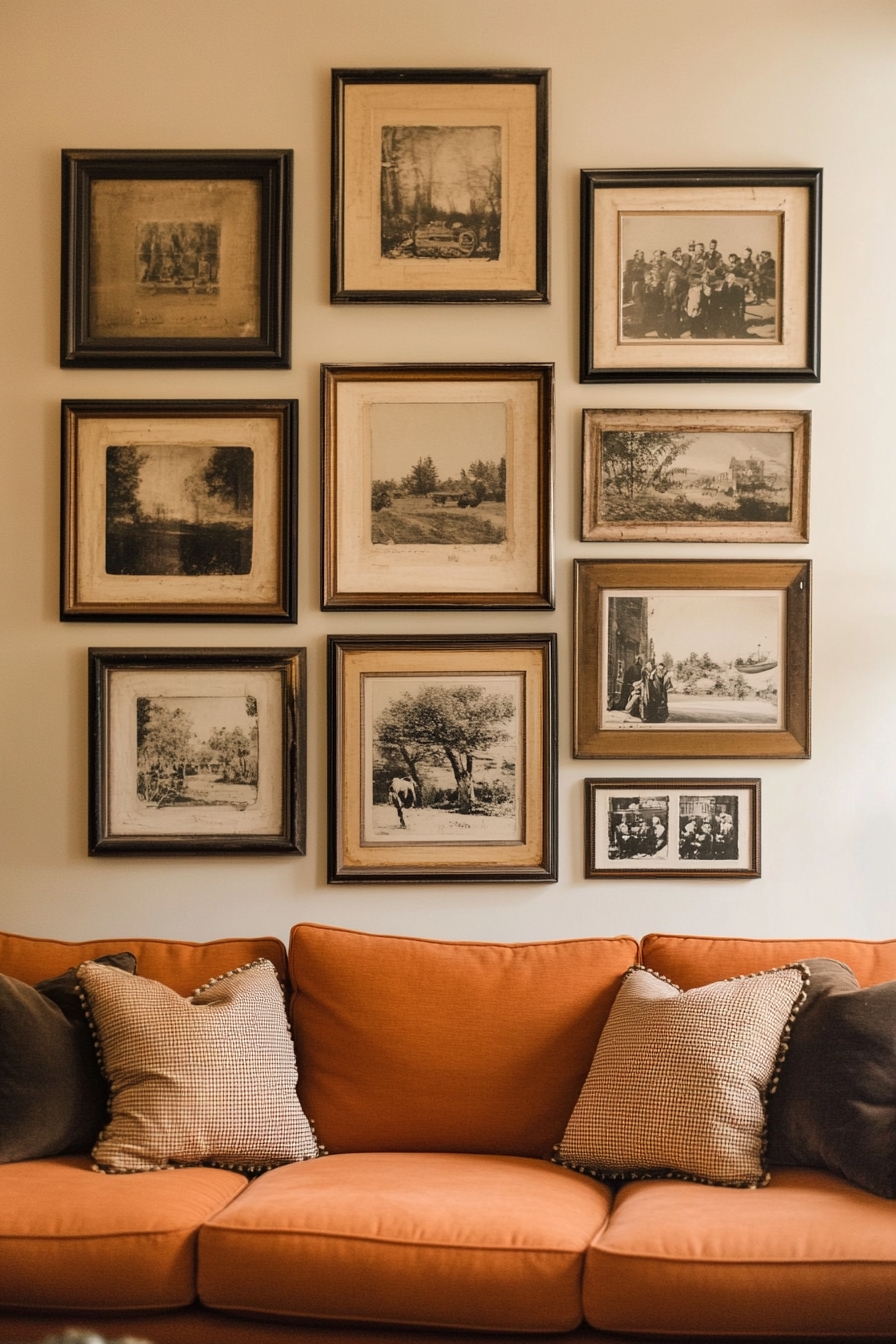 7. Transform Your Living Room Around for Bold Orange Sofa