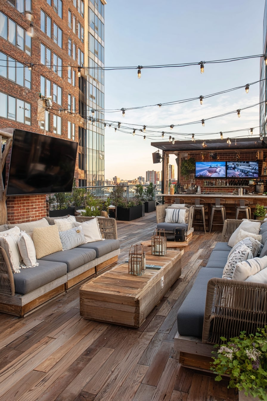 Rooftop Patio with Rustic Elegance