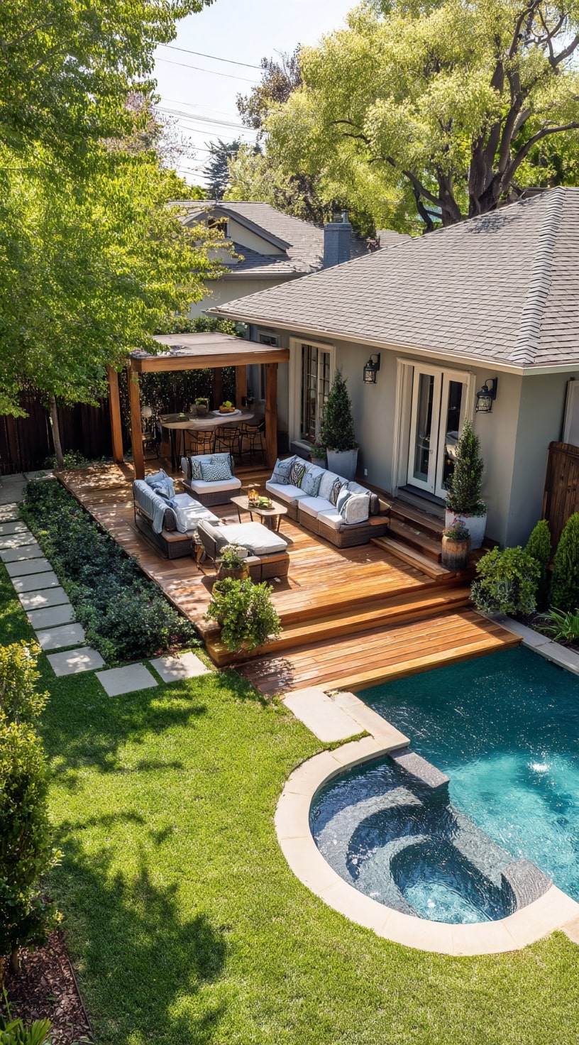 Seamless Deck Connection with Backyard Pool