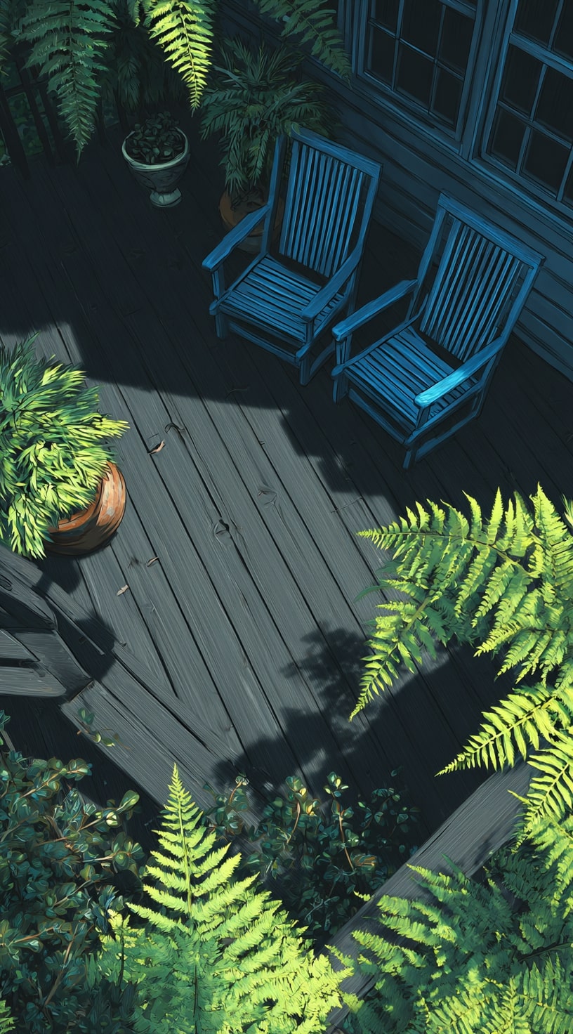 Deep Gray Deck Surrounded by Green Calm