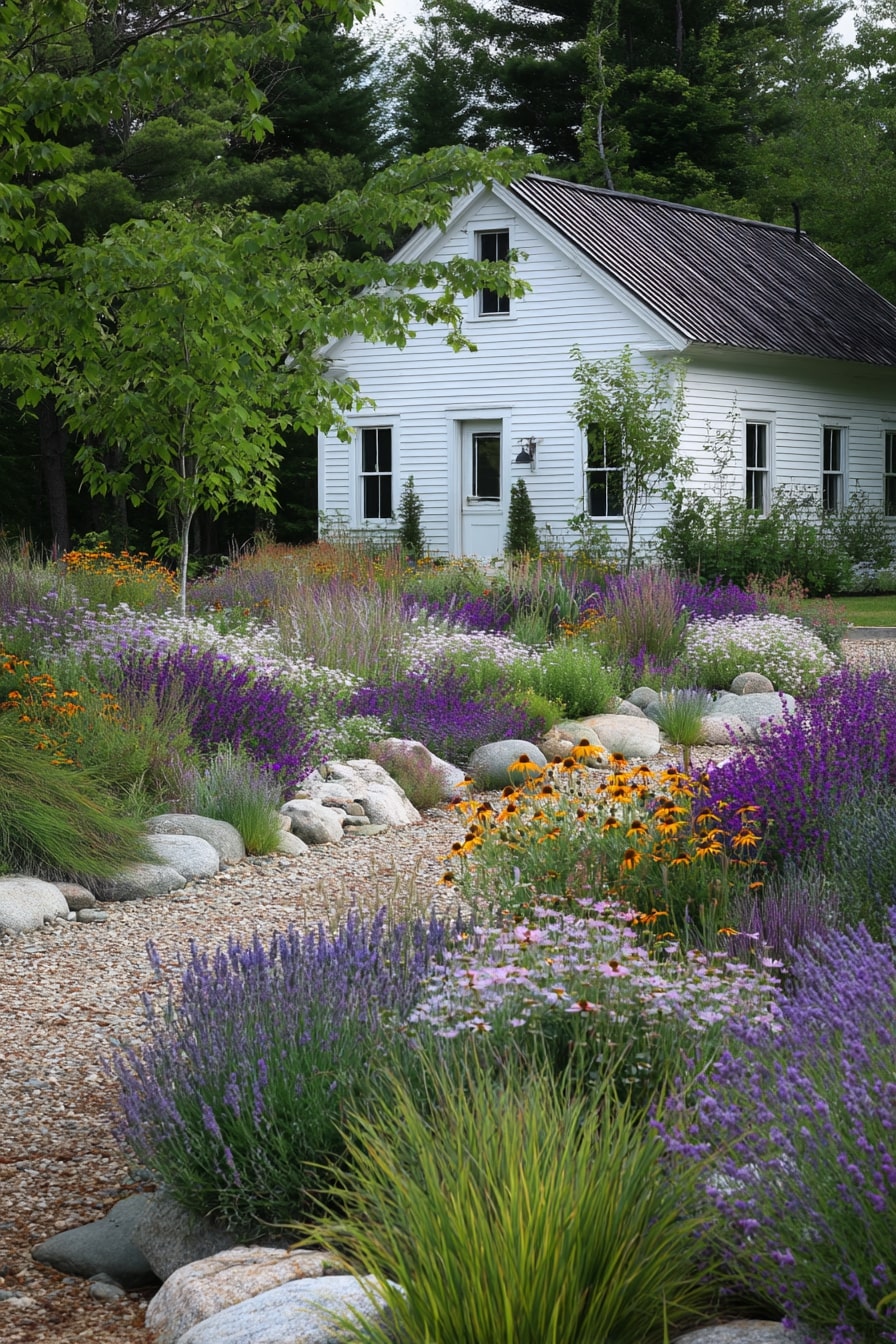 Cottage Garden Enhanced with Ornamental Grasses
