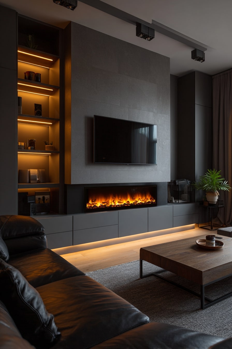 Contemporary Fireplace with Balanced Design
