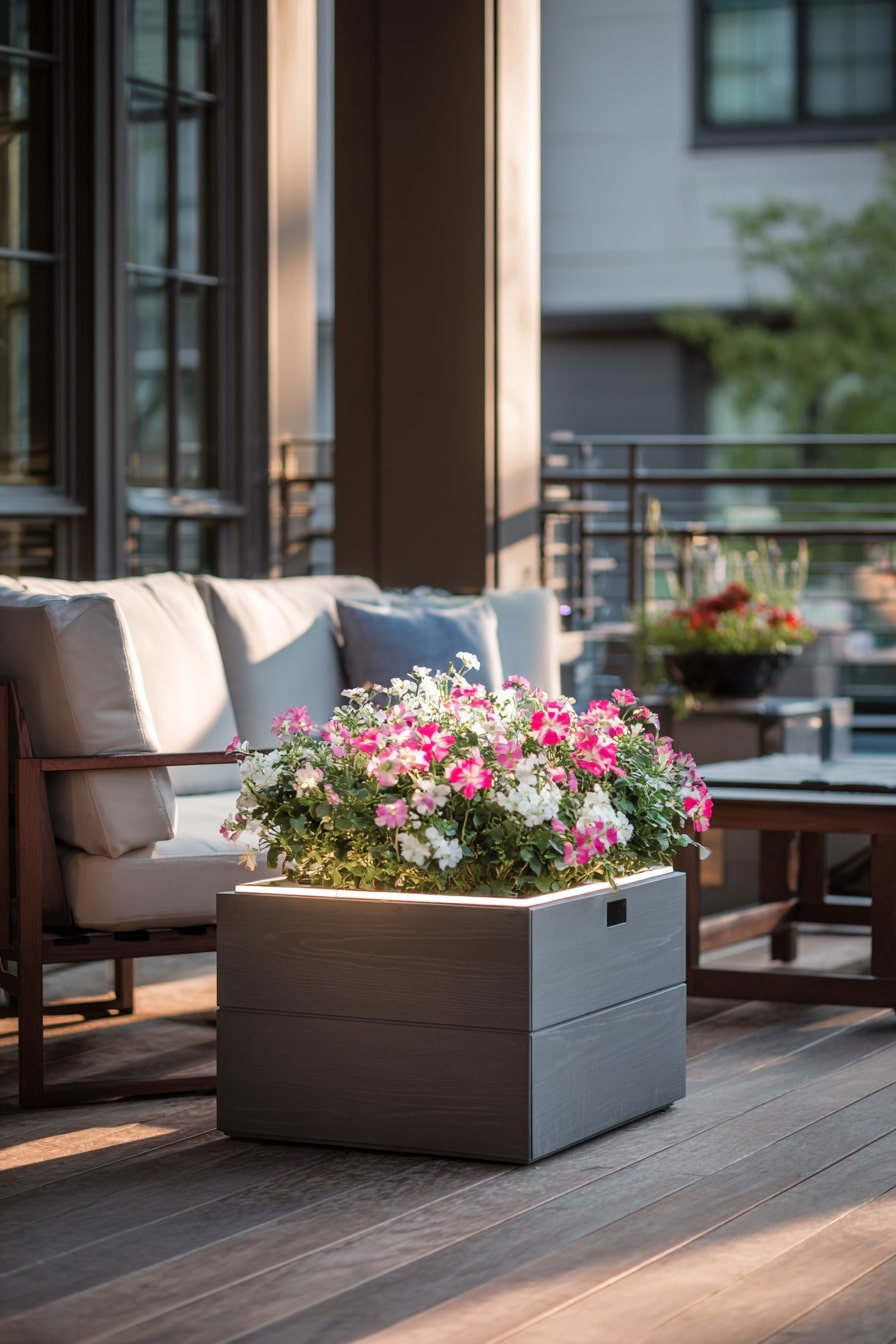 Modern Outdoor Planter Box with a Touch of Color