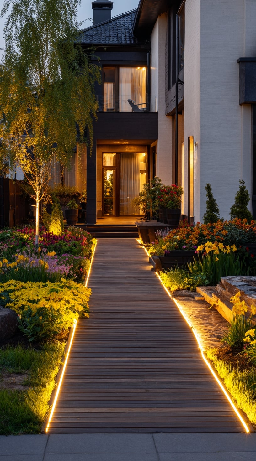Golden Ratio Lighting for a Welcoming Front Path