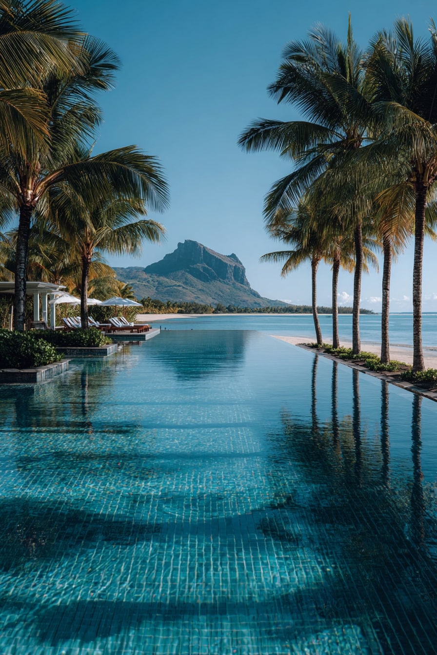 Infinity Pool Coping with Tropical Tile Elegance