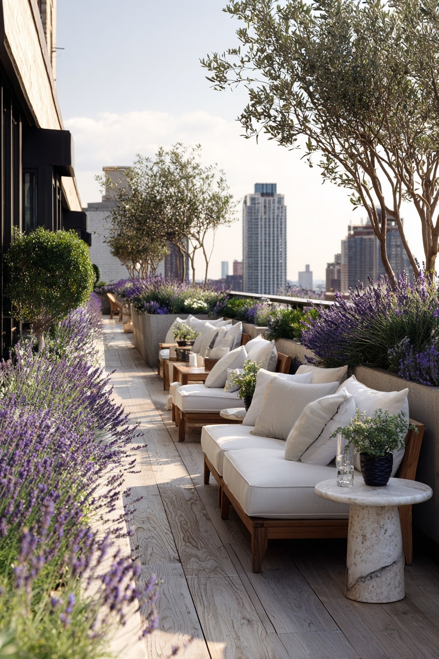 Rooftop Lounge Framed by Nature