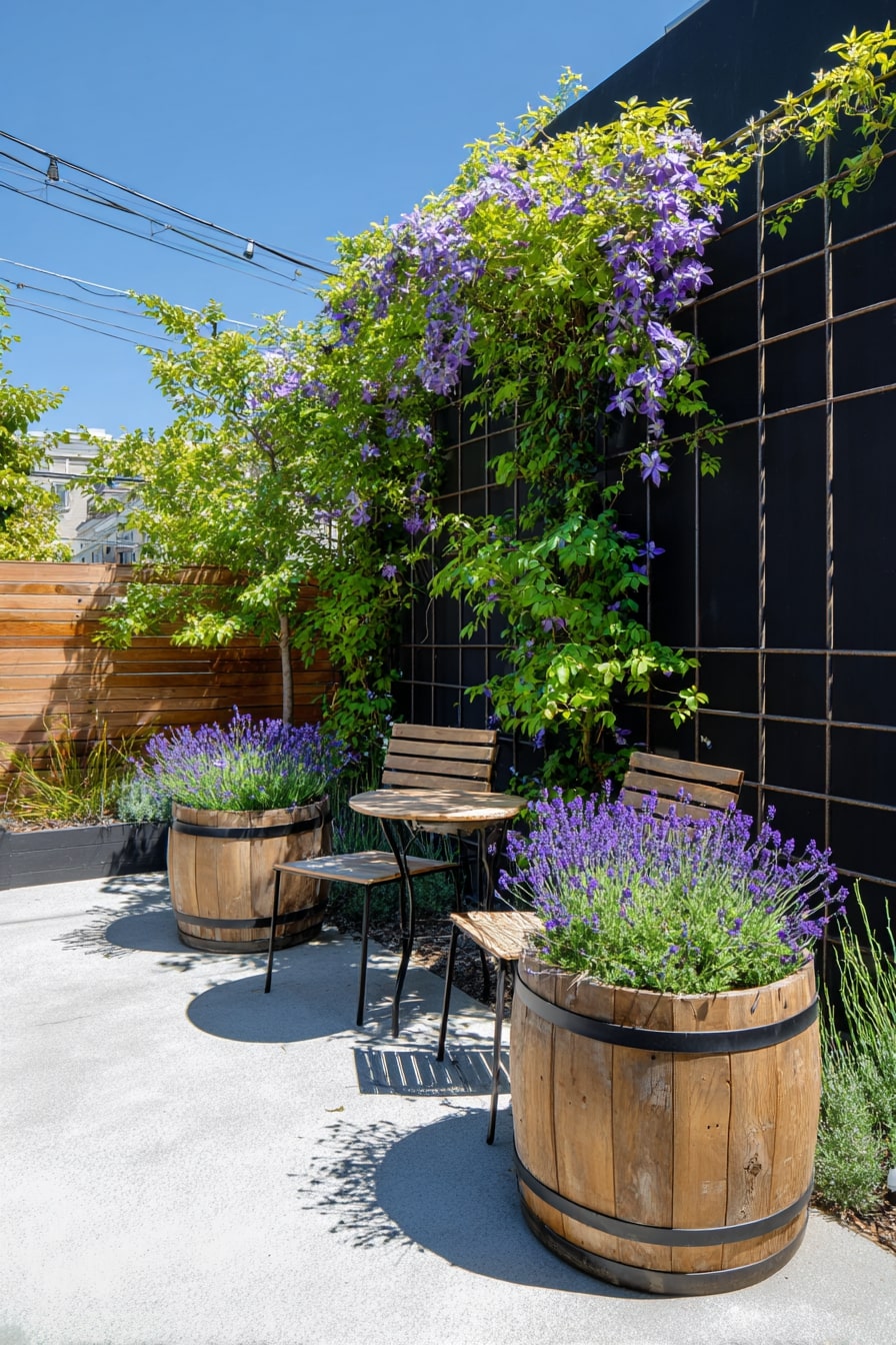 Barrel Planter Boxes That Add Rustic Garden Charm