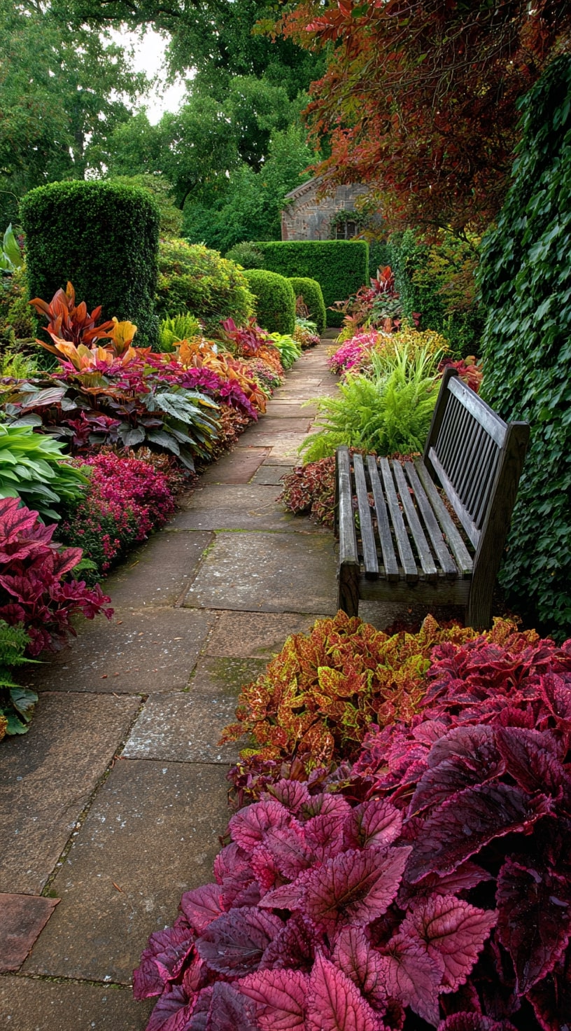Pathway Retreat with Heuchera’s Bold Contrast