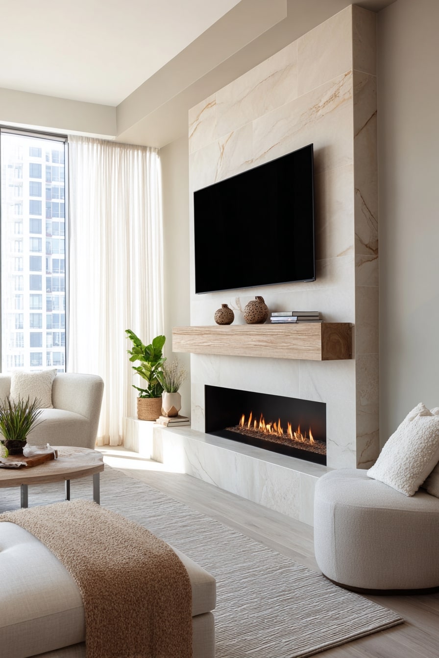 Minimal Fireplace with Natural Warmth