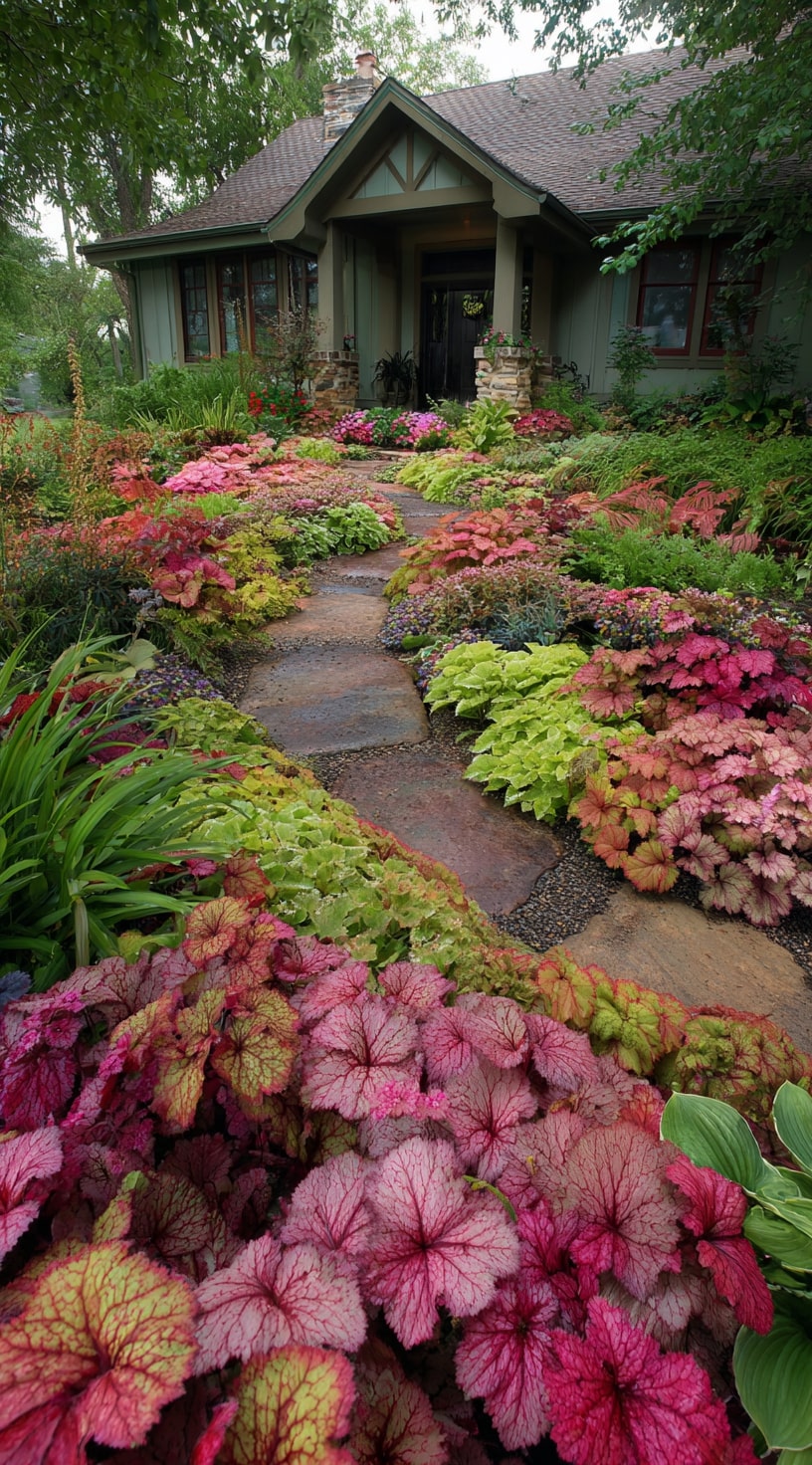 A Tapestry of Heuchera Along the Garden Path