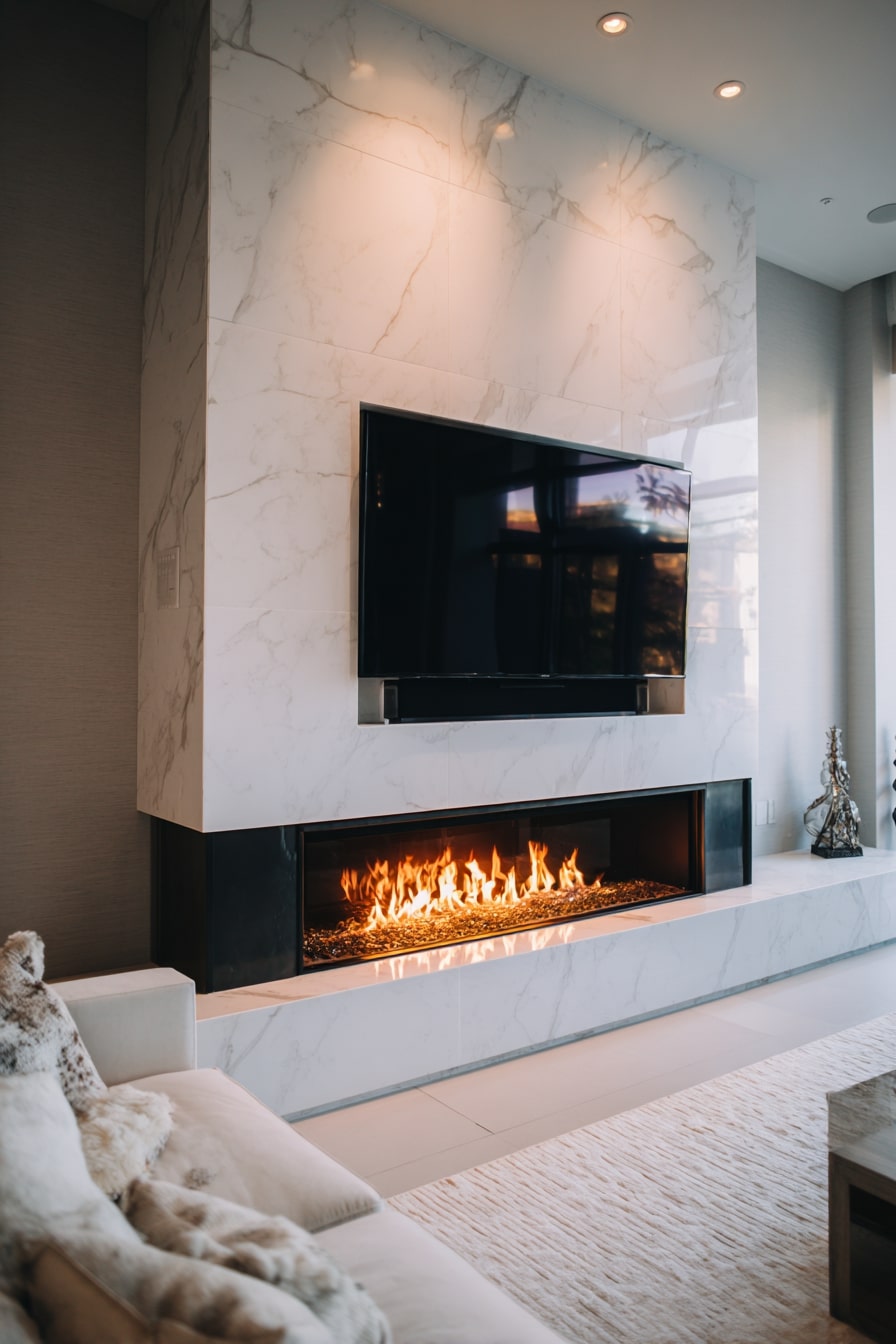 Elegant Fireplace Framed in Marble