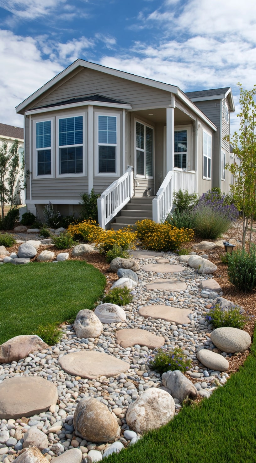 Stone Pathway and Porch That Add House-Like Appeal