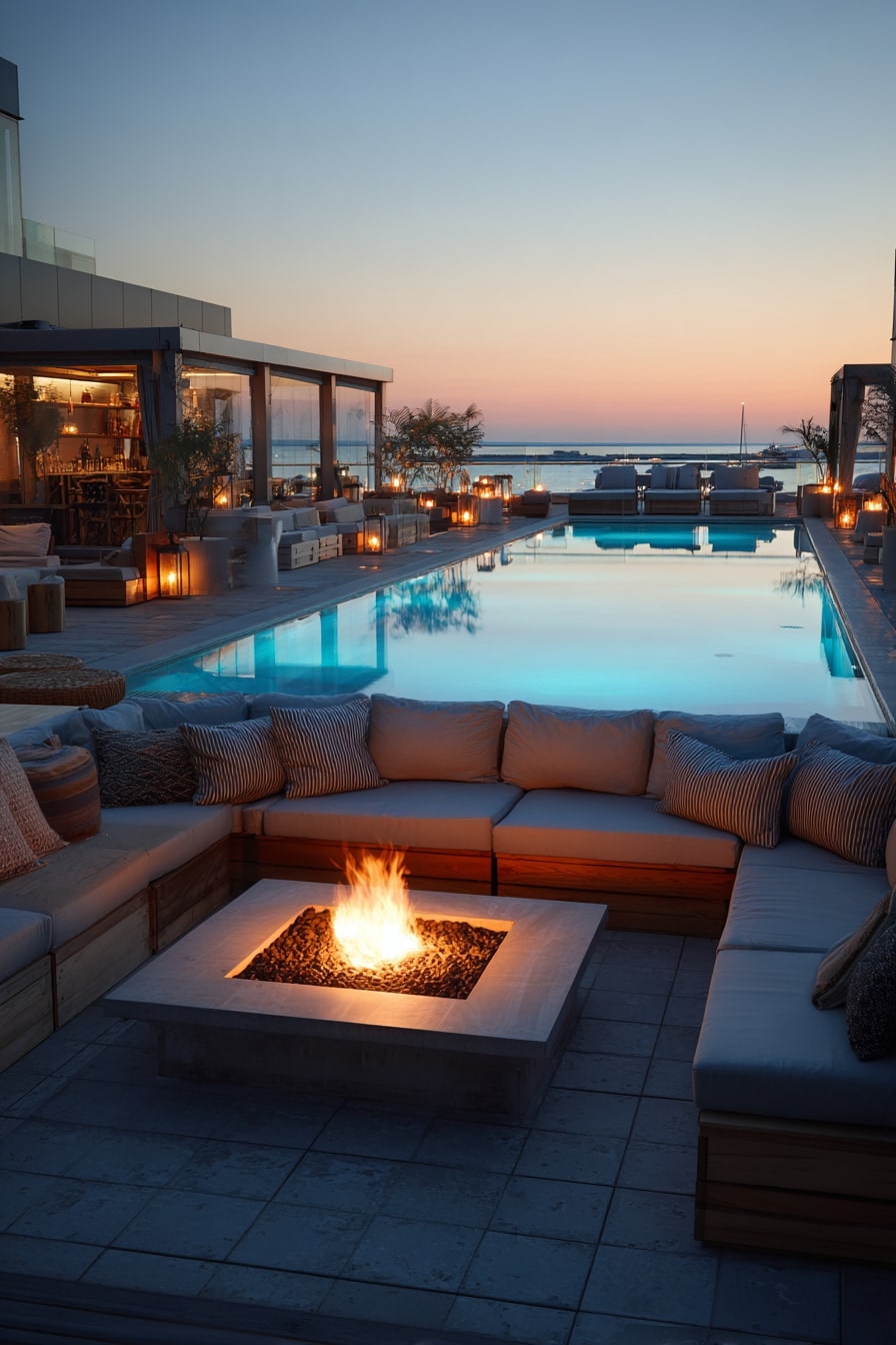 Sunset Escape with Poolside Warmth