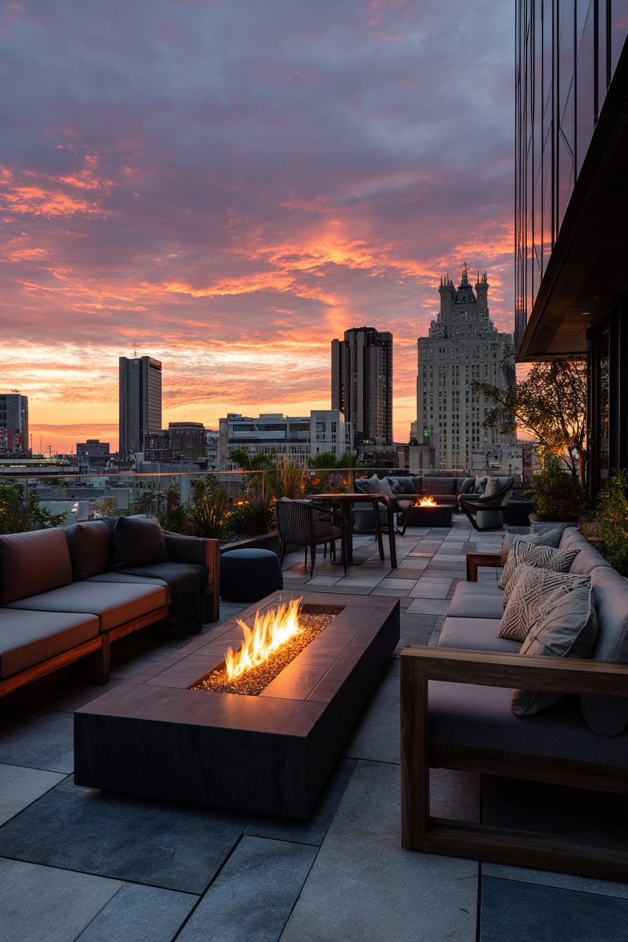 Rooftop Patio with Sunset Glow