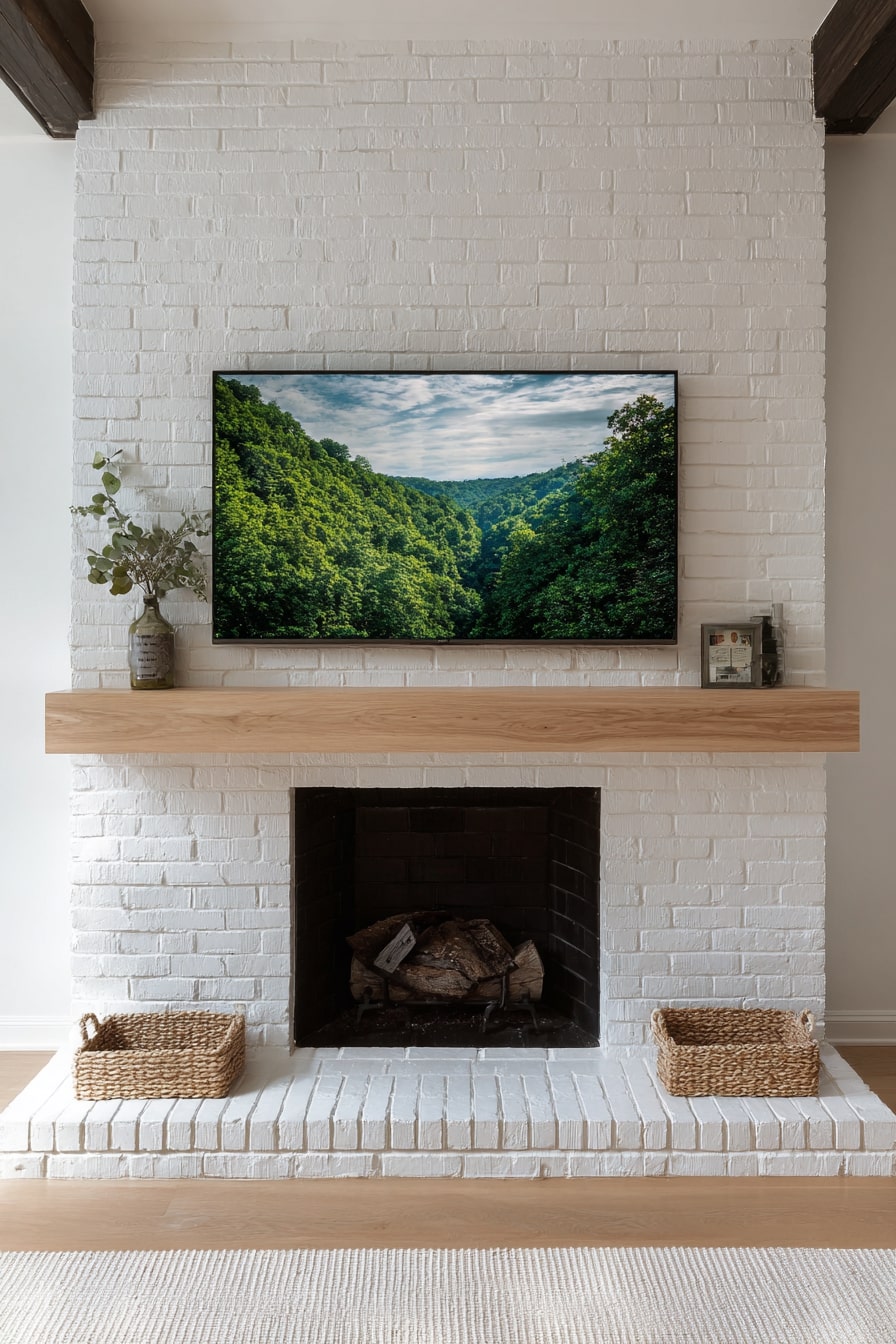 White Brick Fireplace with Natural Charm