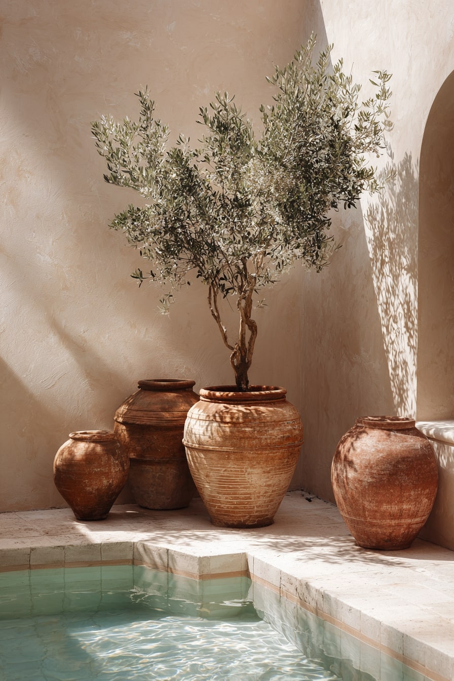Mediterranean Touch with Poolside Olive Tree