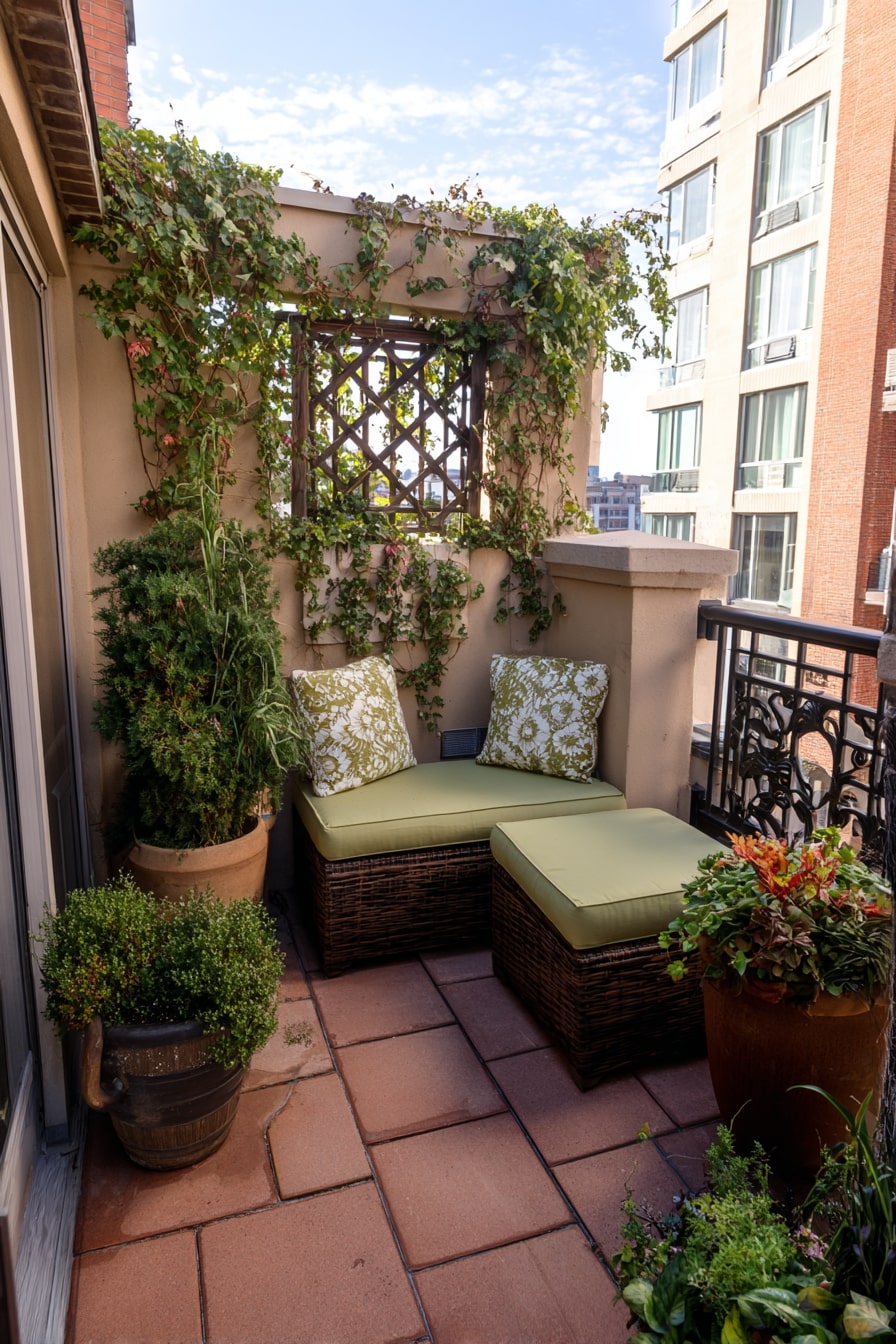 Cozy Balcony Corner Styled with Outdoor Planter Boxes
