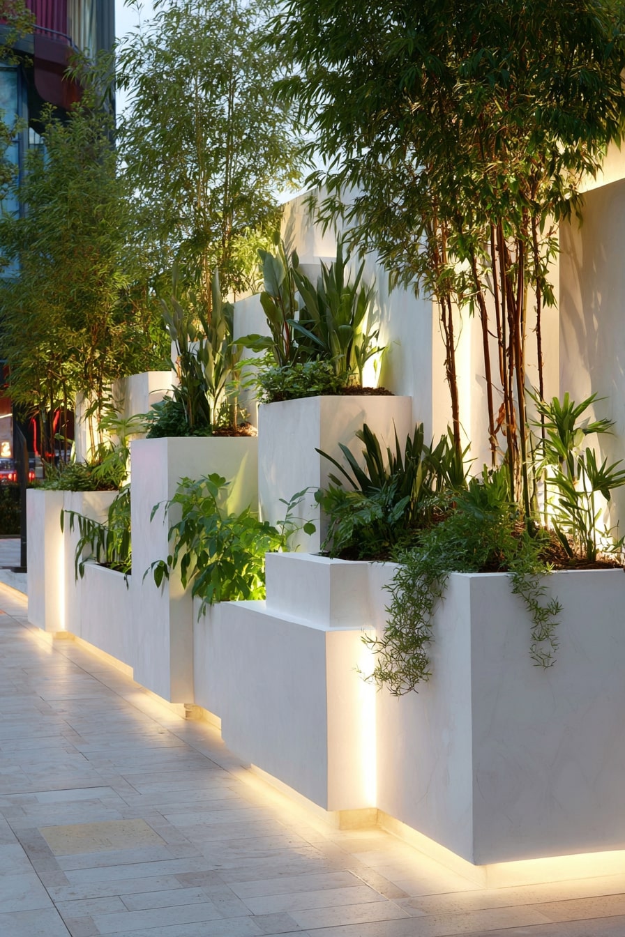 Modern Outdoor Planter Boxes with Layered Design