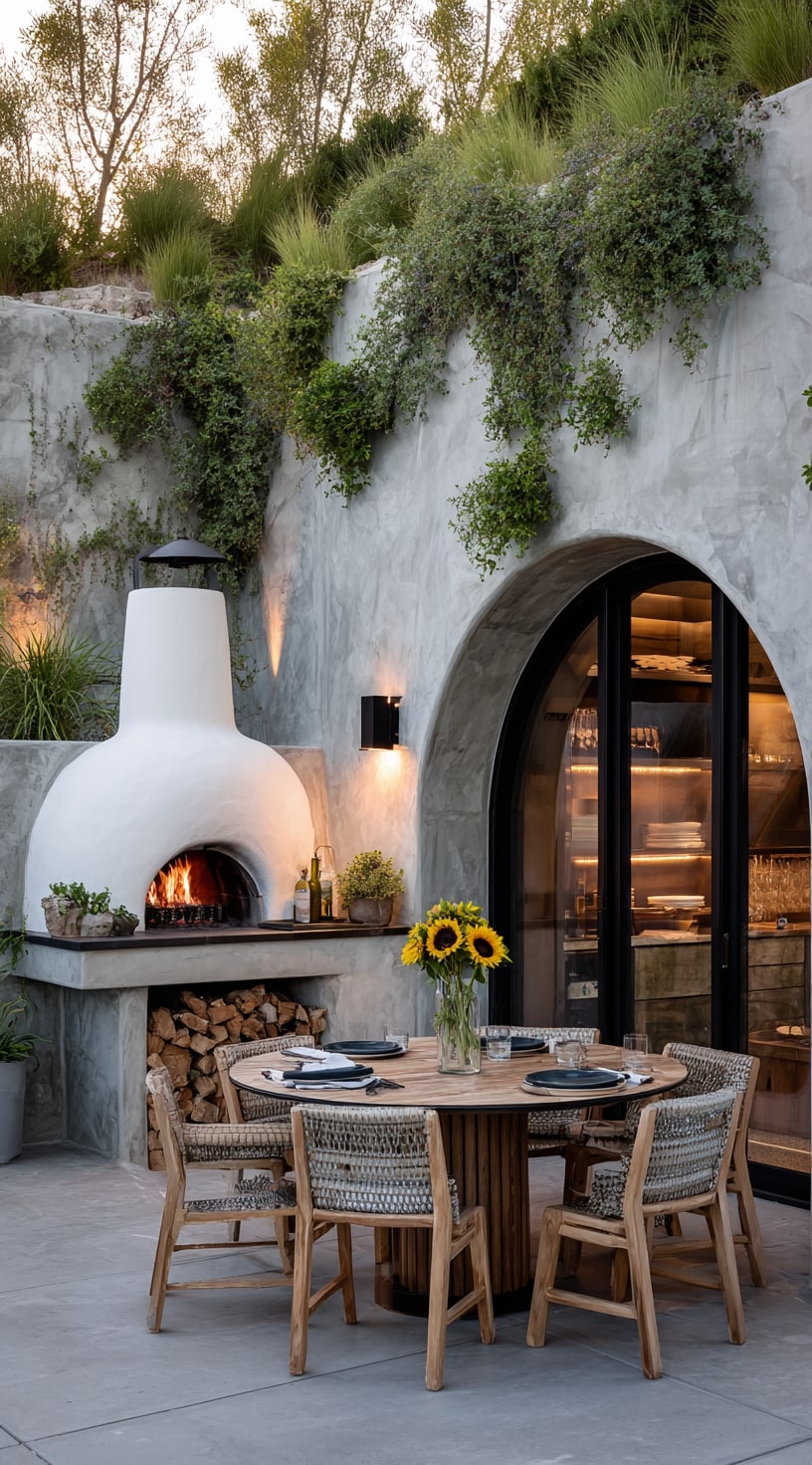 A Cozy Outdoor Kitchen with Fire and Flow