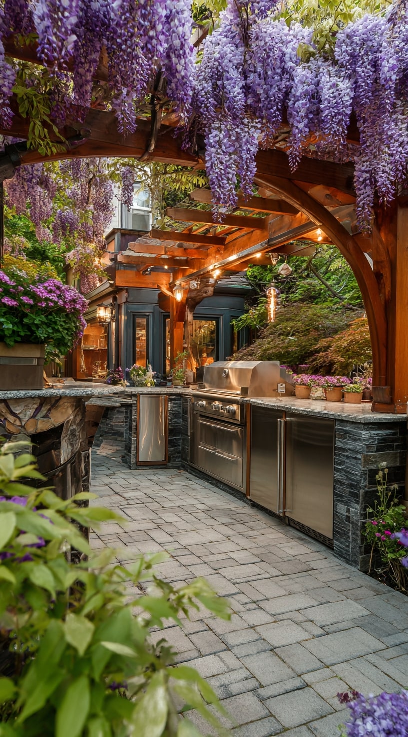 An Outdoor Kitchen Framed by Nature’s Canopy
