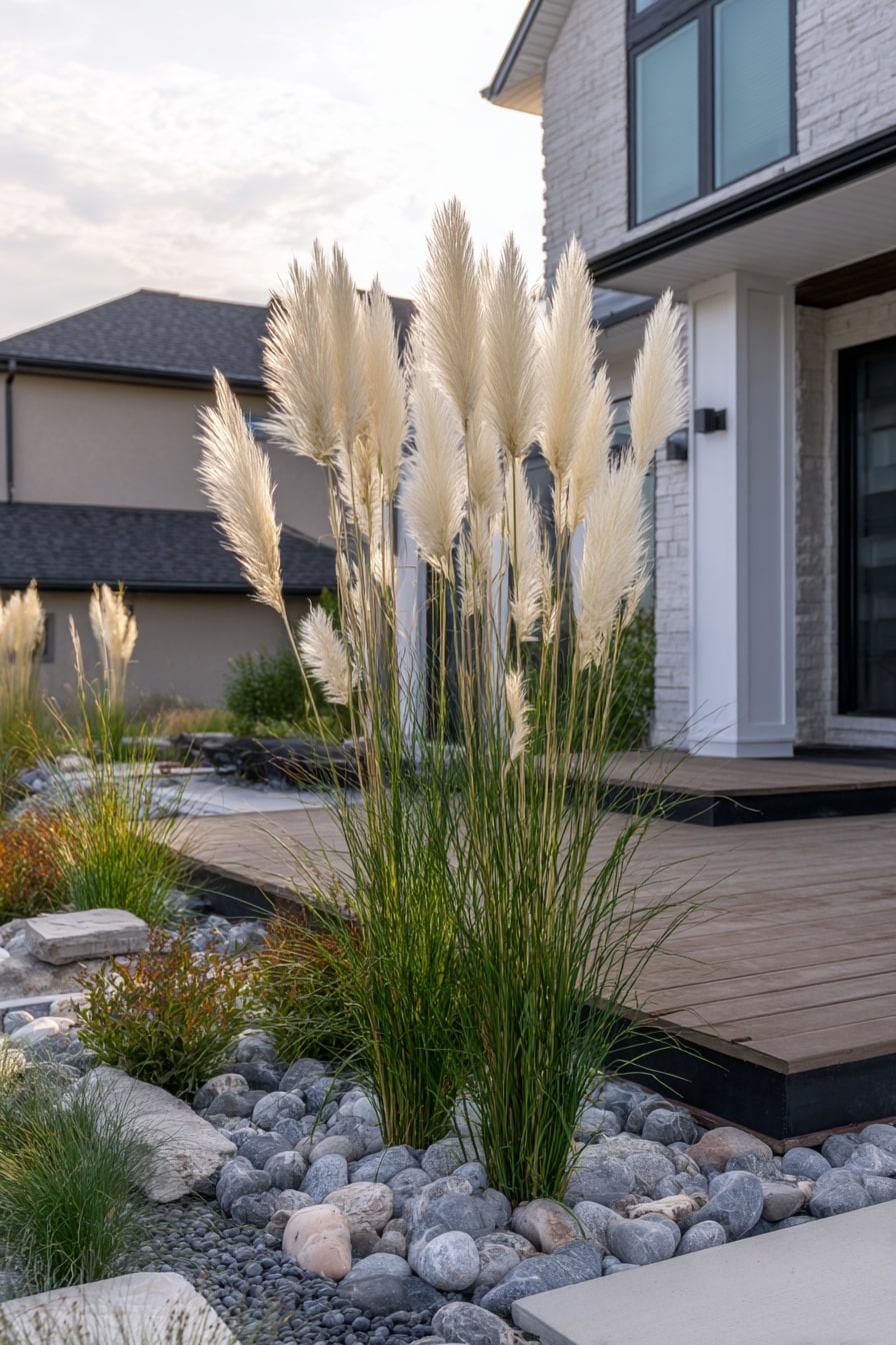 Modern Entryway Styled with Ornamental Grasses