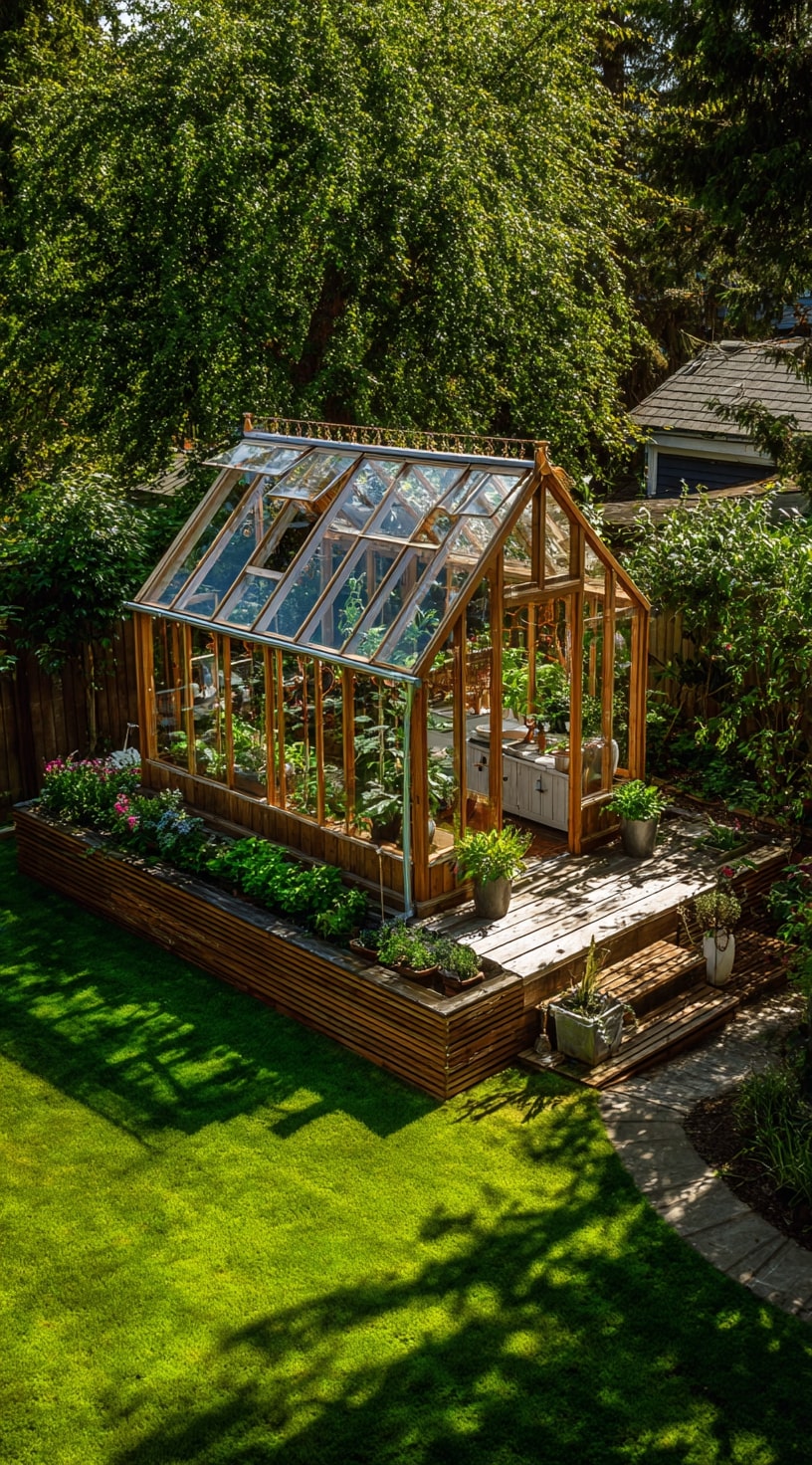 A Wooden Greenhouse That Extends the Garden
