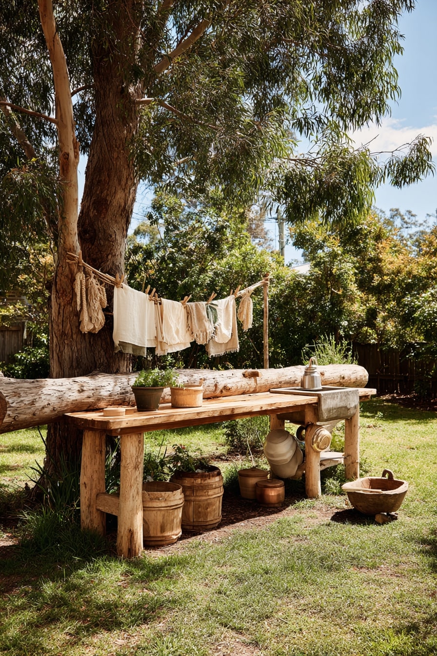 A Raw and Rustic Mud Kitchen in Nature