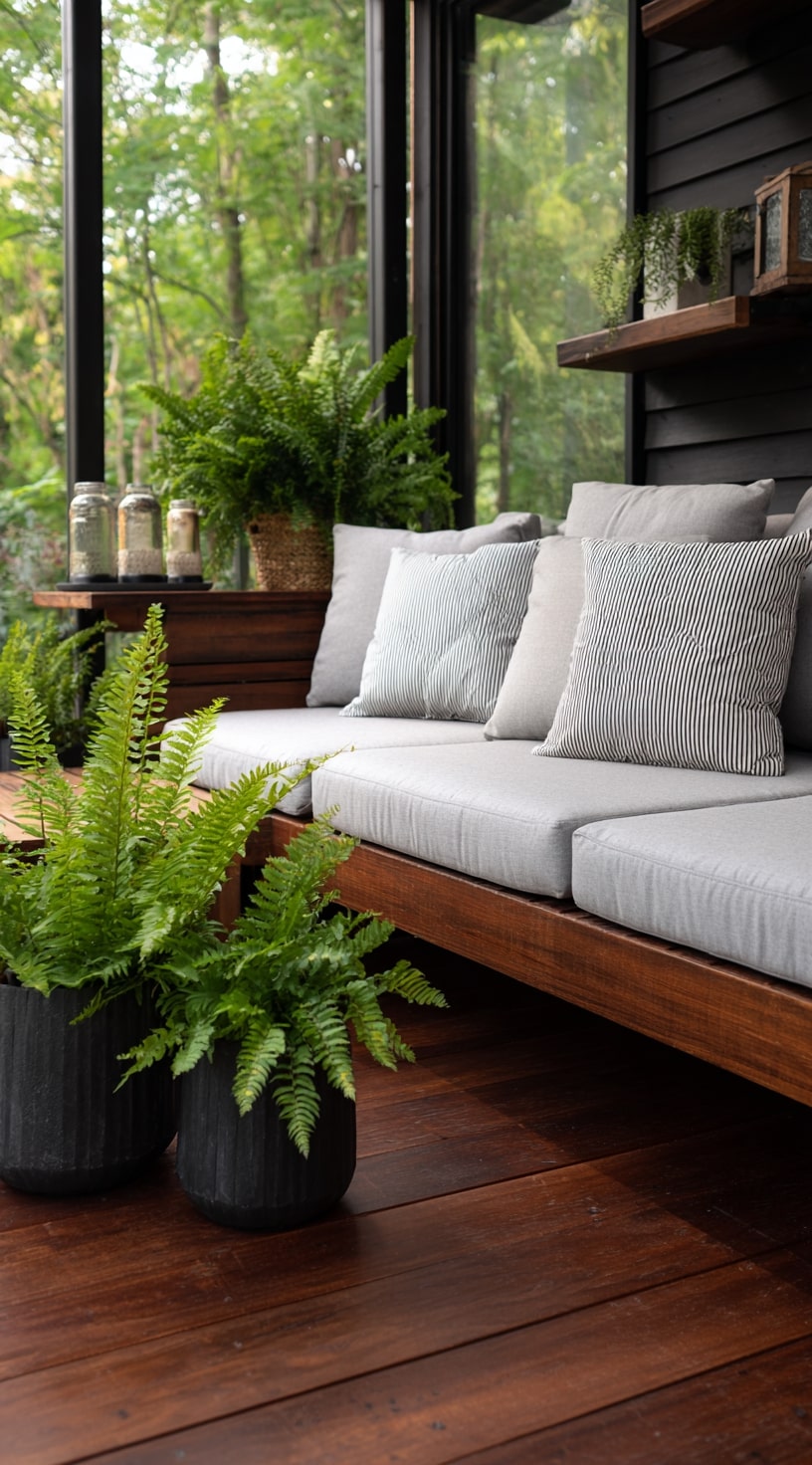 Dark Wood Deck Bringing Warmth to a Cozy Corner
