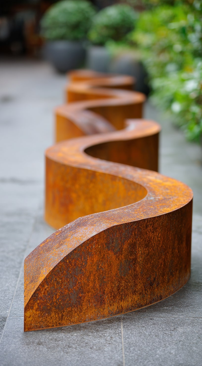 Gravel Defined with Sculptural Steel Borders